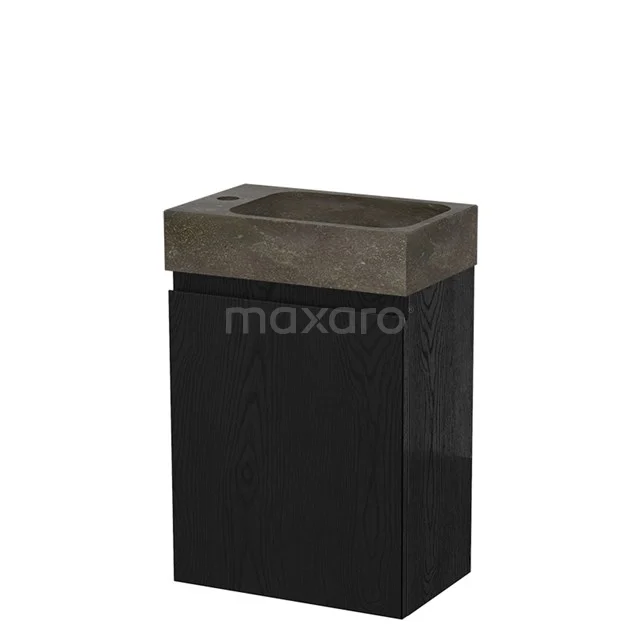 Modulo Pico Toilet unit with basin | 40 cm Black oak Handleless front Natural stone TMW10-00494