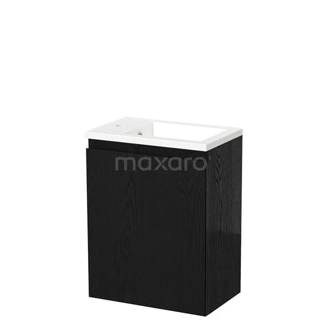 Modulo Pico Toiletmeubel met wastafel | 40 cm Zwart eiken Greeploos front Mineraalmarmer TMW10-00499