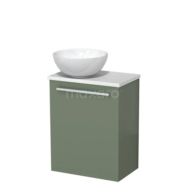 Toilet unit with wash basin | 41 cm Sage green Flat front Flat front High-gloss white Ceramic countertop wash basin High-gloss white worktop TMK10-12436