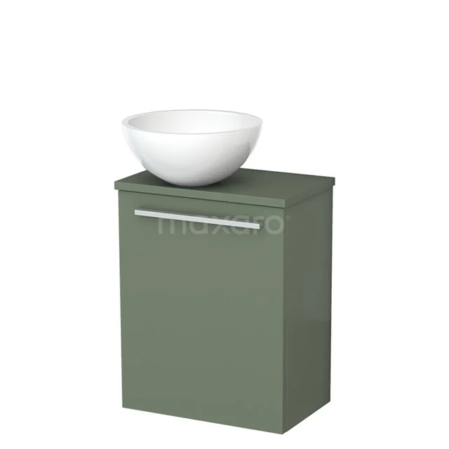 Toilet unit with wash basin | 41 cm Sage green Flat front Flat front High-gloss white Mineral marble countertop wash basin Sage green worktop TMK10-12492