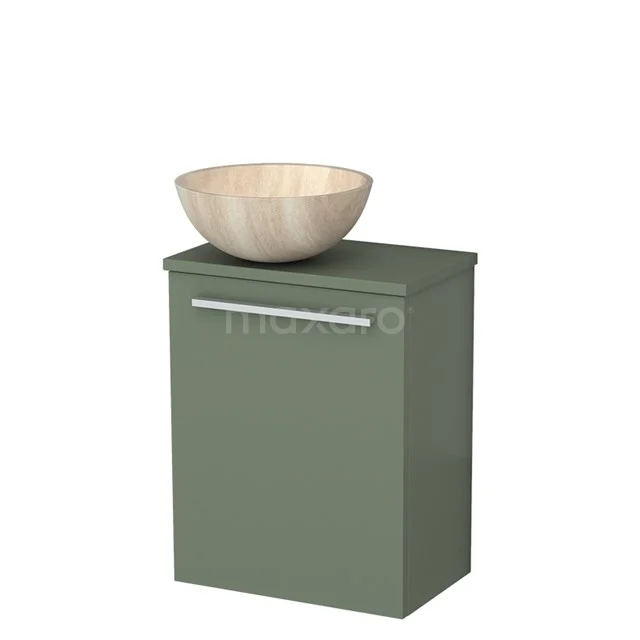 Toilet unit with wash basin | 41 cm Sage green Flat front Travertine Natural stone countertop wash basin Sage green worktop TMK10-12496