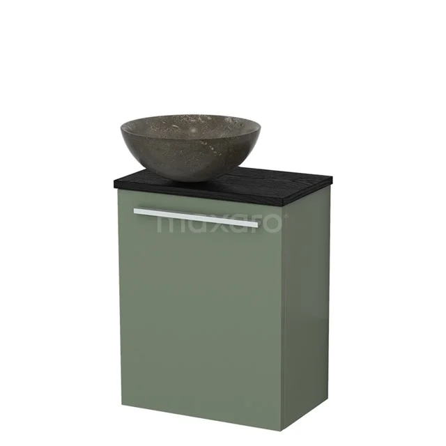 Toilet unit with wash basin | 41 cm Sage green Flat front Blue stone Natural stone countertop wash basin Black oak worktop TMK10-12511