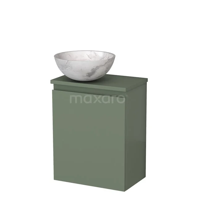 Toilet unit with wash basin | 41 cm Sage green Handleless front White marble Natural stone countertop wash basin Sage green worktop TMK10-12716