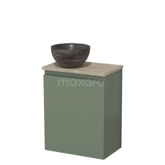 Toilet unit with wash basin | 41 cm Sage green Handleless front Blue stone Natural stone countertop wash basin Light grey oak worktop TMK10-12759