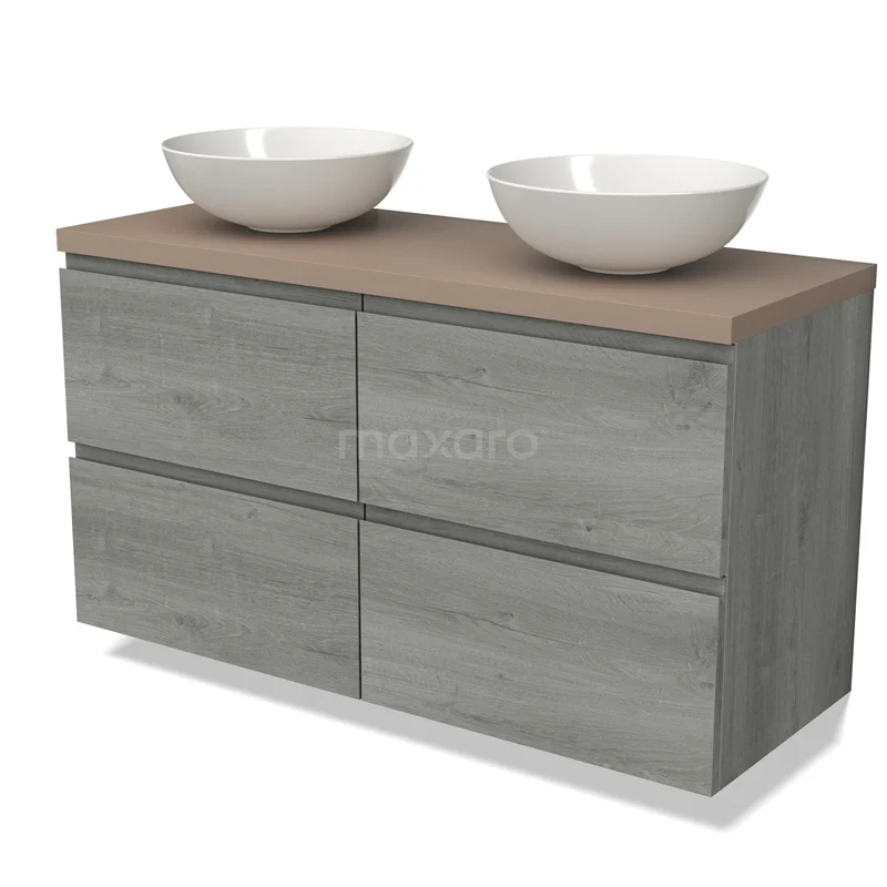 Grey wooden bathroom unit with vanity units with basin, modern design, ideal for organised bathrooms.