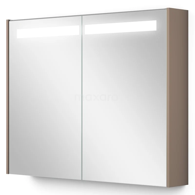 Spiegelschrank mit Beleuchtung Modulo 90x70cm Taupe K99-0900-59008-02 Spiegelschrank Holzoptik mit LED-Beleuchtung, zweitüriges Design, ideal für zusätzlichen Stauraum im Badezimmer.
