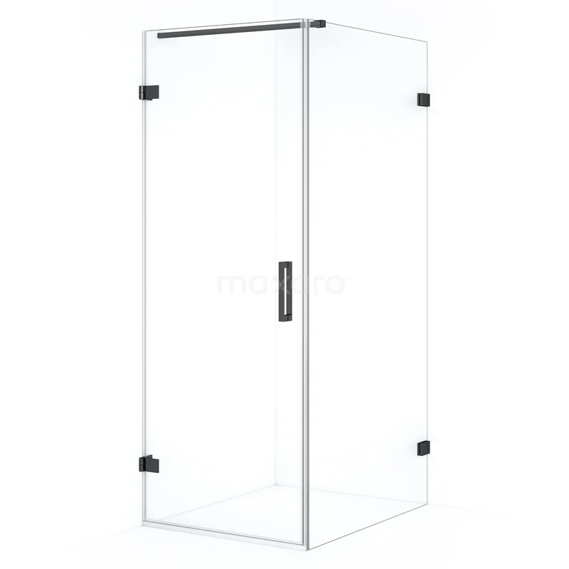 Diamond Shower cabin | 100x70 cm Black chrome Clear glass Pivot door Rectangle CDA210710120BC Shower enclosure square glass with black hinges, modern bathroom style, 90x90 cm, made of toughened safety glass.