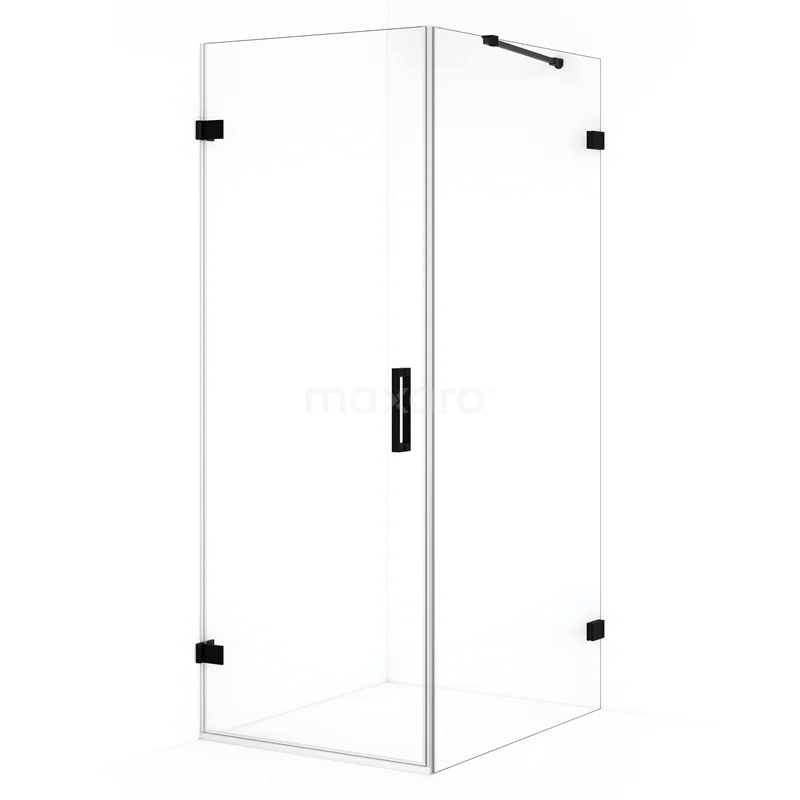 Diamond Shower enclosure | 100x80 cm Matte black Clear glass Pivot door Rectangle CDA210810220MB