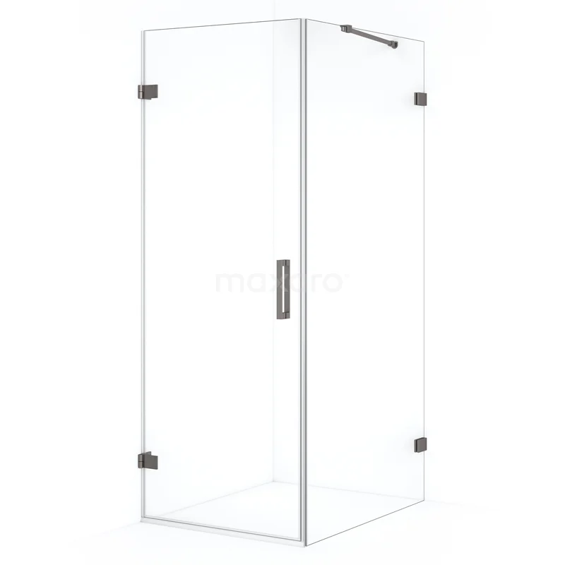 Diamond Shower enclosure | 100x80 cm Black metal Clear glass Pivot door Rectangle CDA210810220ZM