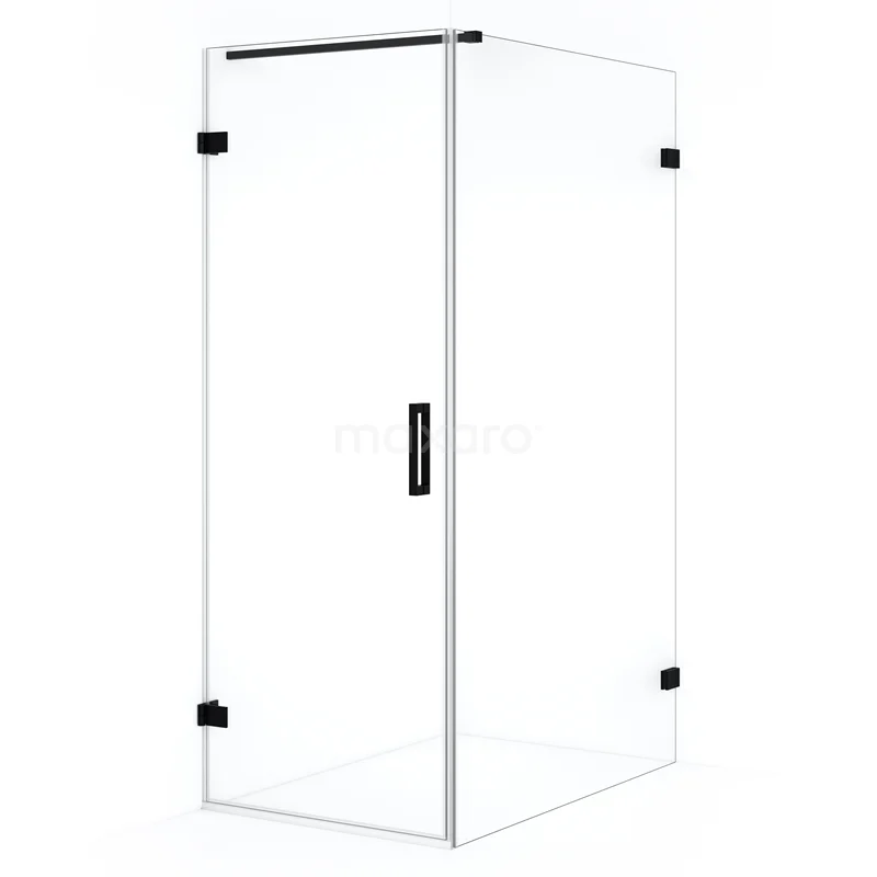 Diamond Shower cabin | 110x80 cm Matte black Clear glass Pivot door Rectangle CDA210811120MB Sleek glass shower enclosure with black accents, minimalist design, perfect for modern bathrooms.