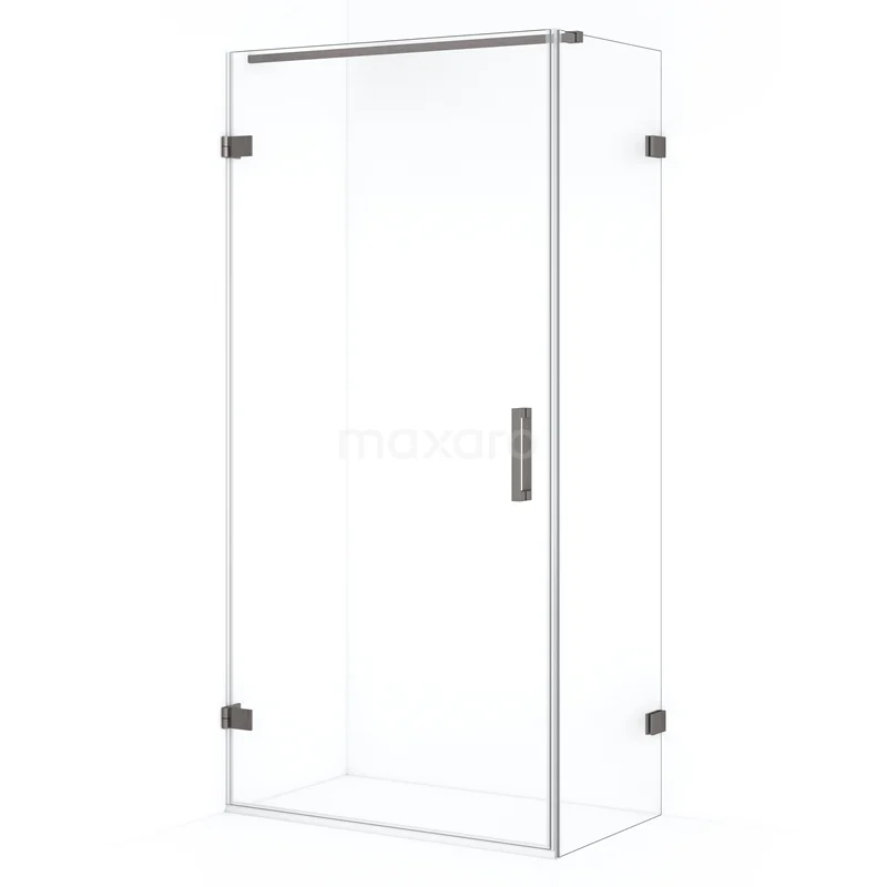 Diamond Shower enclosure | 100x50 cm Black metal Clear glass Pivot door Rectangle CDA211005120ZM