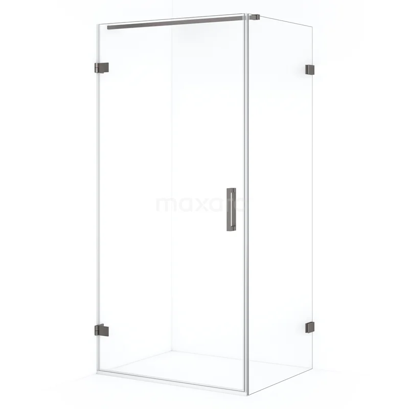Diamond Shower cabin | 90x80 cm Black metal Clear glass Pivot door Rectangle CDA210908120ZM Glass shower enclosure corner model with sleek chrome accents, perfect for a modern bathroom style.