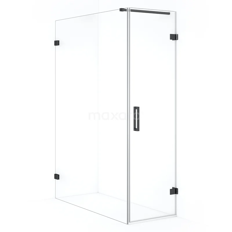 Diamond Shower enclosure | 140x60 cm Black chrome Clear glass Pivot door Rectangle CDA220614120BC