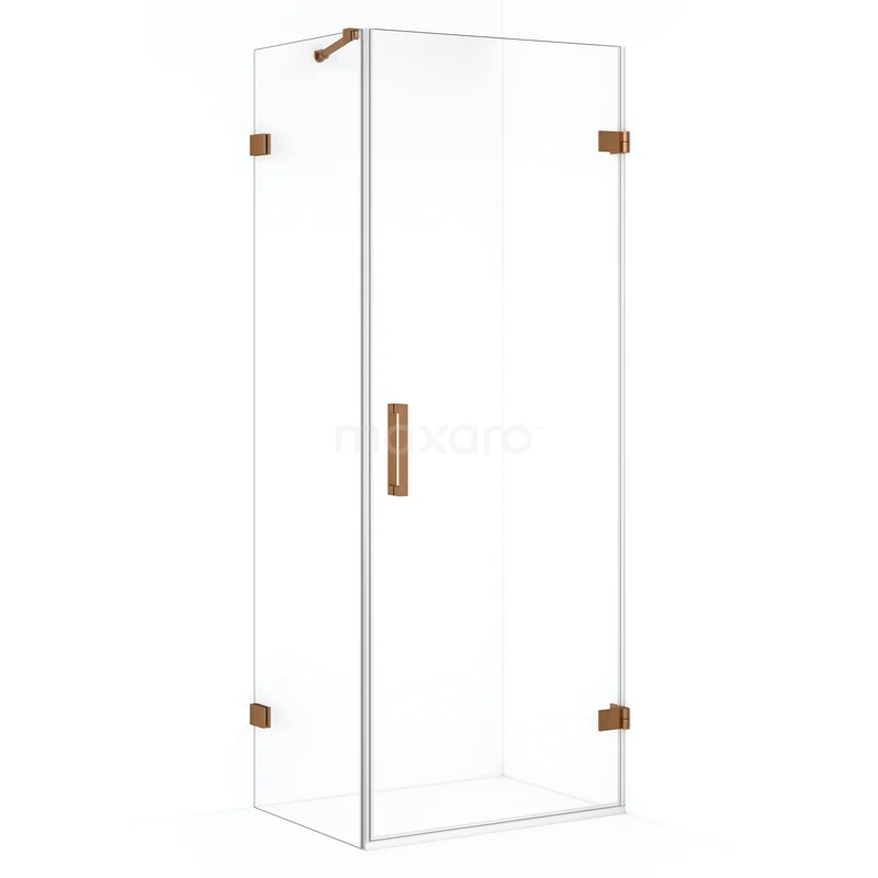 Diamond Shower cabin | 70x50 cm Copper Clear glass Pivot door Rectangle CDA220705220KP Glass shower enclosure with copper-coloured details, sleek design and space-saving size, ideal for a modern bathroom.