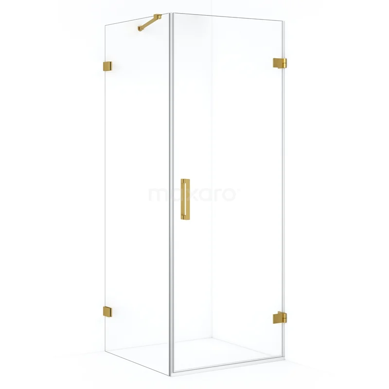 Diamond Shower enclosure | 80x80 cm Gold Clear glass Pivot door Square CDA220808220GG