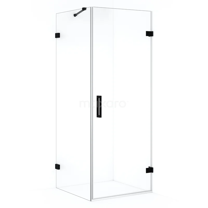 Diamond Shower enclosure | 80x80 cm Matte black Clear glass Pivot door Square CDA220808220MB