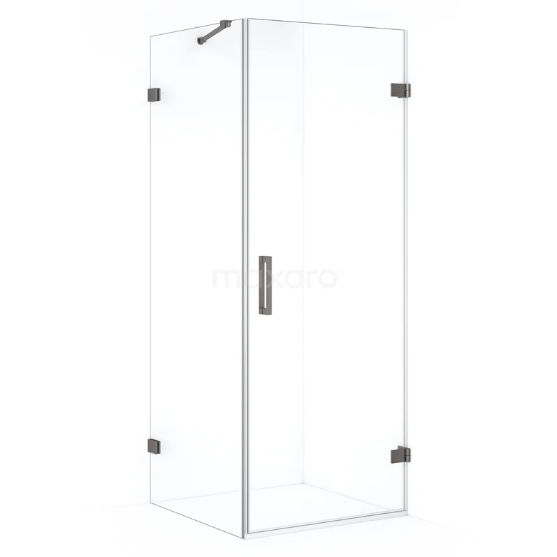 Diamond Shower enclosure | 70x70 cm Black metal Clear glass Pivot door Square CDA220707220ZM
