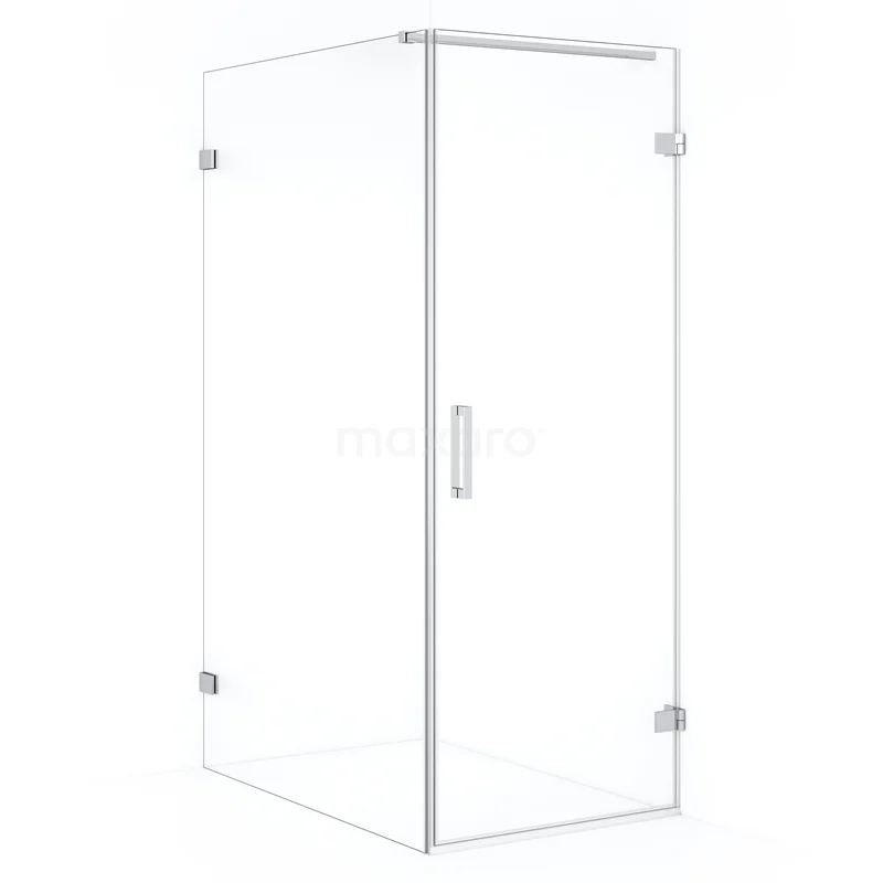 Duschkabine Diamond CDA220812120C Glasene Eck-Duschkabine mit minimalistischem Design, ausgeführt in klarem Sicherheitsglas und metallischen Scharnieren.