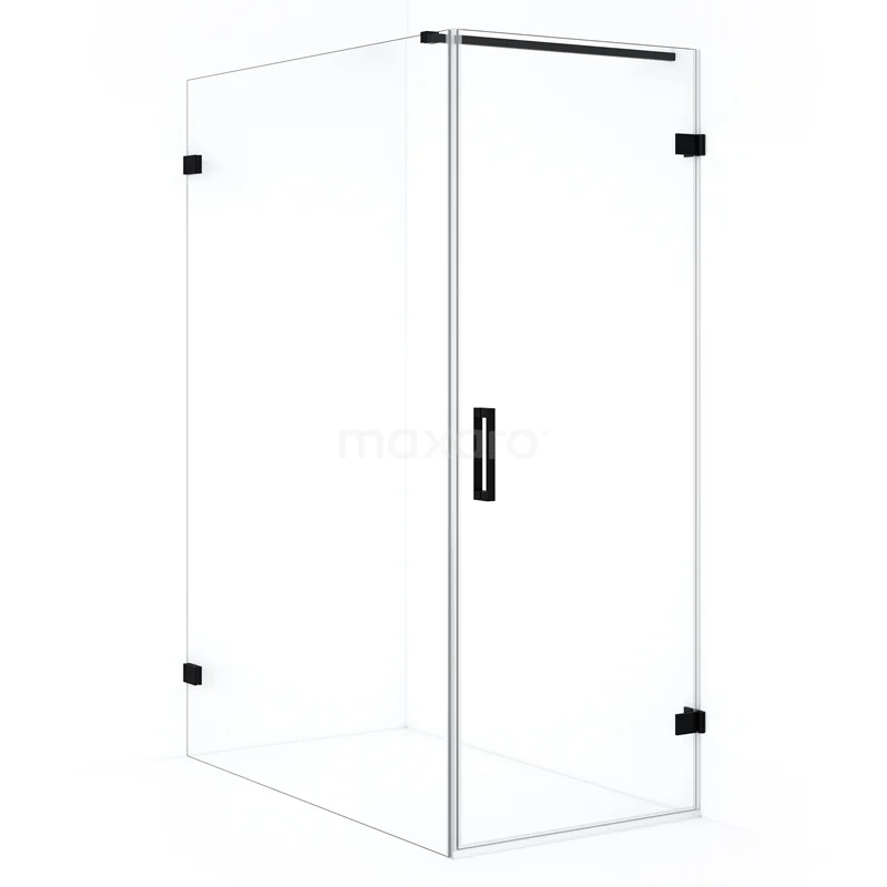 Diamond Shower enclosure | 140x70 cm Matte black Clear glass Pivot door Rectangle CDA220714120MB