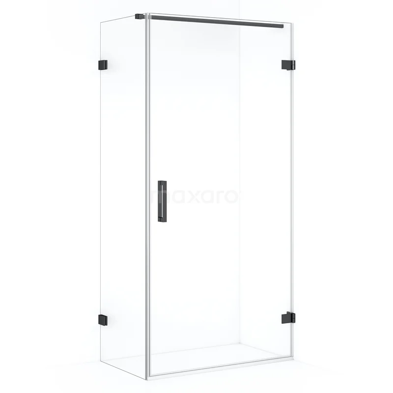 Diamond Shower cabin | 90x50 cm Black chrome Clear glass Pivot door Rectangle CDA220905120BC Shower enclosure with clear glass, black metal details and sliding door, modern design for any bathroom.