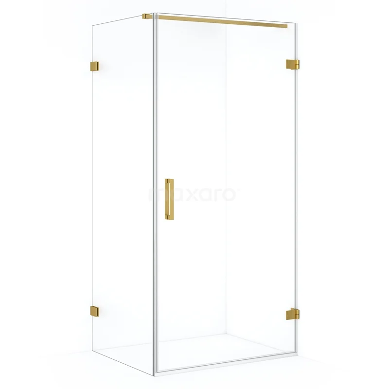 Diamond Shower cabin | 100x70 cm Gold Clear glass Pivot door Rectangle CDA221007120GG Glass shower enclosure with gold accents, minimalist design and pivot door, perfect for a modern bathroom.