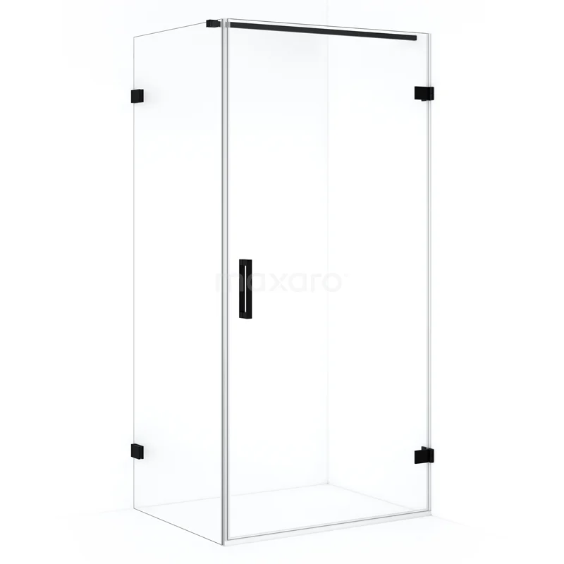 Diamond Shower cabin | 100x80 cm Matte black Clear glass Pivot door Rectangle CDA221008120MB Glass shower enclosure with black profile, rectangular design, ideal for modern bathrooms, model with sliding door.