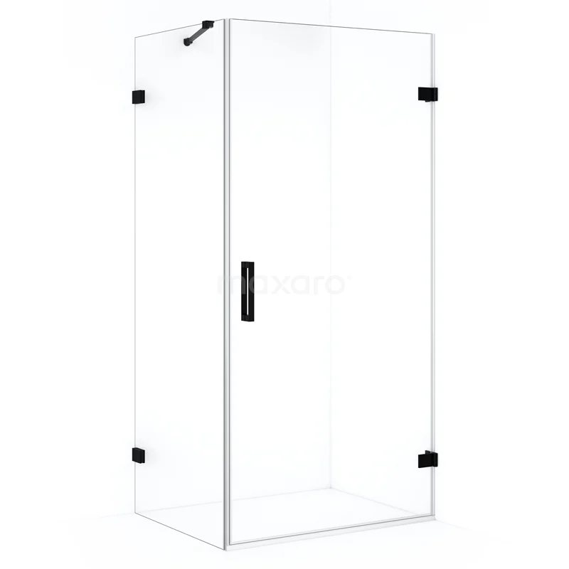 Diamond Shower enclosure | 90x80 cm Matte black Clear glass Pivot door Rectangle CDA220908220MB