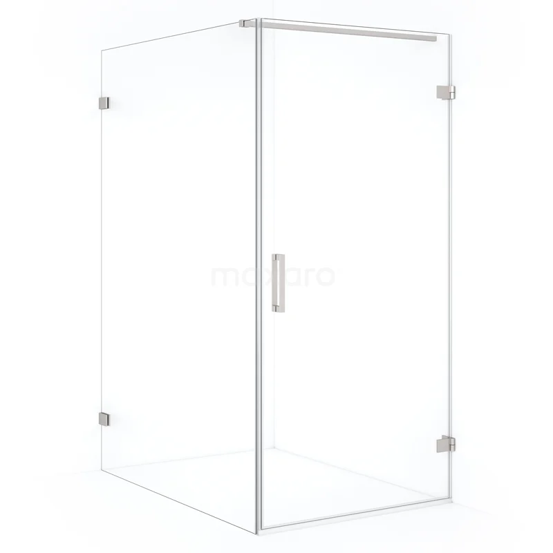 Glazen douchecabine met minimalistisch design, transparant glas en aluminium frame. Perfect voor een moderne badkamer.
