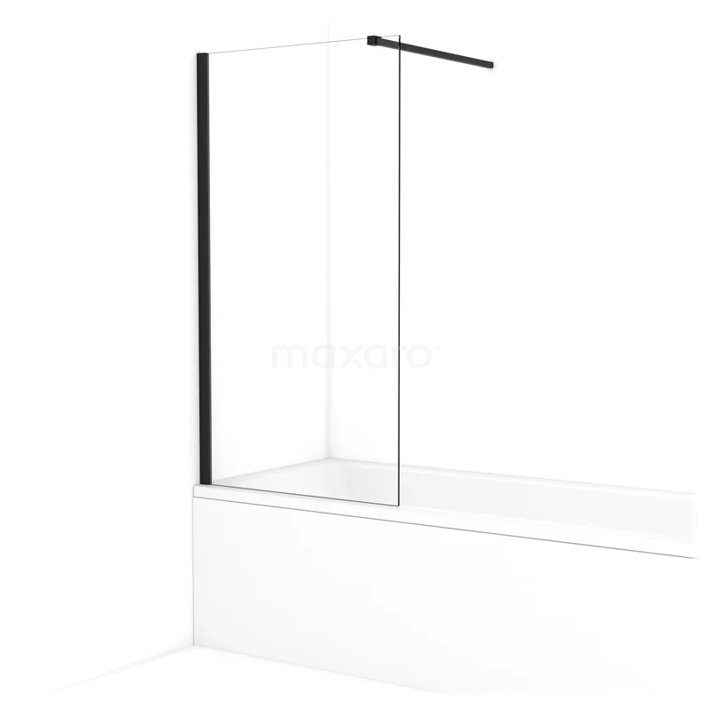 Diamond Bath screen | 80 cm Matte black Clear glass BDA08110MB