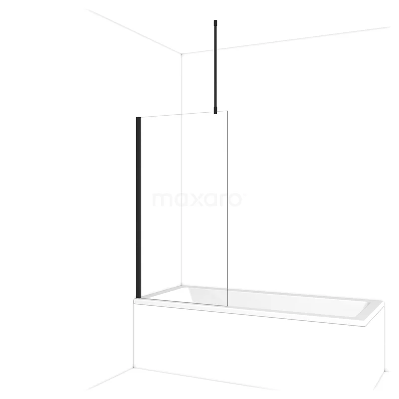 Diamant Badewannenaufsatz | 80 cm Matt Schwarz Klarglas BDA08710MB Weiße Badewannenaufsatz mit schwarzem Rahmen, aus Klarglas gefertigt, ideal als stilvolle und praktische Badezimmerlösung.