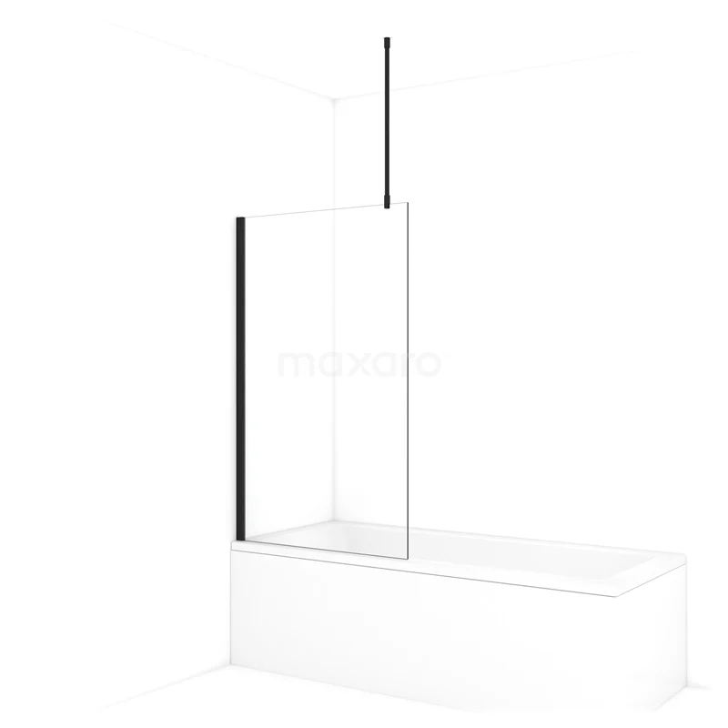 Diamond Bath screen | 85 cm Matte black Clear glass BDA085710MB