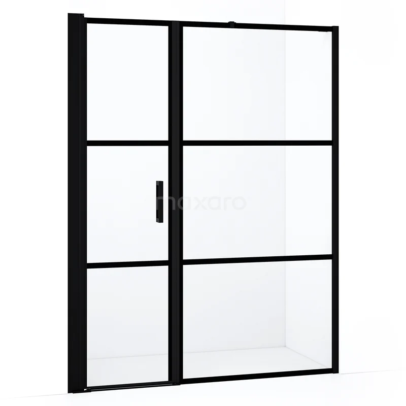 Diamond Shower door | 160 cm Matte black Clear with 4 black stripes Pivot door DDC1106101218MB