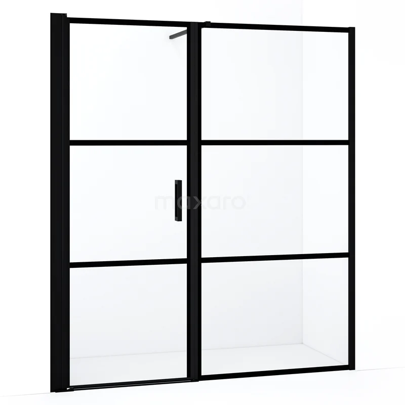 Duschtür Diamond DDC1107091118MB Schwarze industrielle Duschtür mit matt schwarzen Profilen, Klarglas und modernem Stil. Perfekt für ein trendiges Badezimmerdesign.