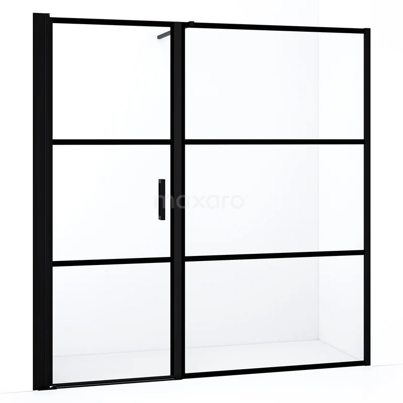 Duschtür Diamond DDC1108121118MBN Schwarze Duschwand mit Matt Schwarz Profilen, industrielles Design, Klarglas, perfekt für einen modernen Badezimmerstil.