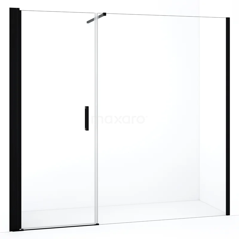 Diamond Shower door | 220 cm Matte black Clear glass Pivot door DDC108141110MBN