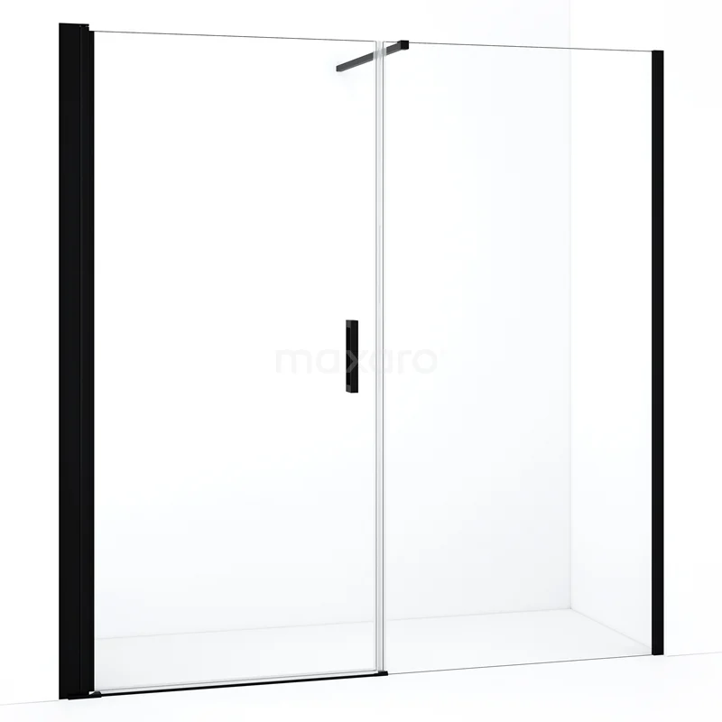 Diamond Shower door | 200 cm Matte black Clear glass Pivot door DDC110101110MBN