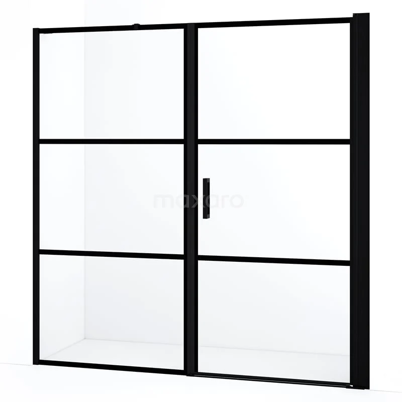 Diamond Shower door | 190 cm Matte black Clear with 4 black stripes Pivot door DDC1209101218MBN