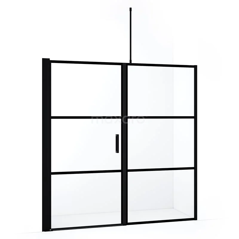 Duschtür Diamond DDC1110101718MBN Schwarze industrielle Duschwand mit mattem Rahmen und Klarglas, perfekt für eine moderne Badezimmer Einrichtung.