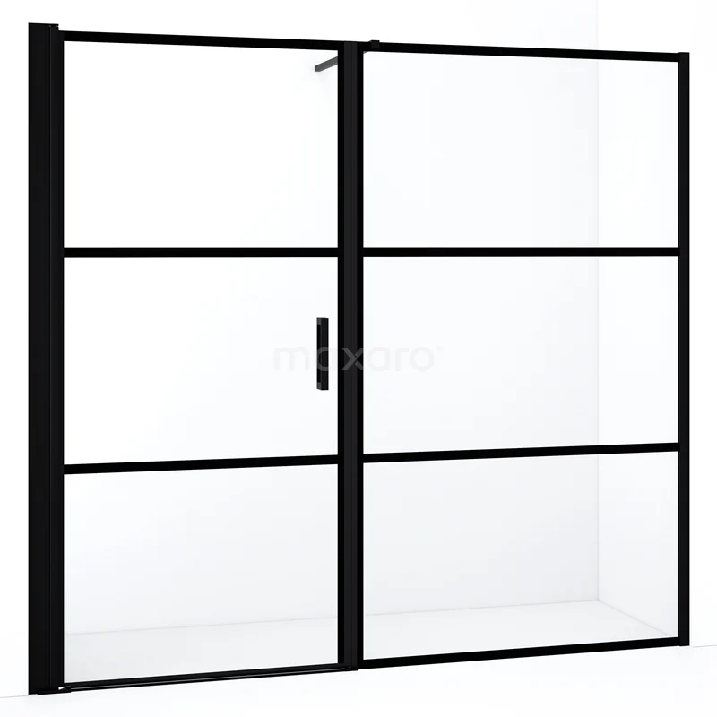 Diamond Shower door | 200 cm Matte black Clear with 4 black stripes Pivot door DDC1109111118MBN