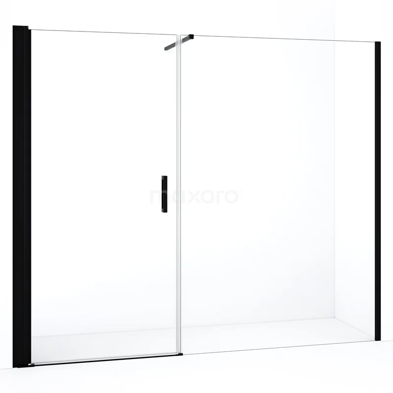 Diamond Shower door | 230 cm Matte black Clear glass Pivot door DDC109141110MBN