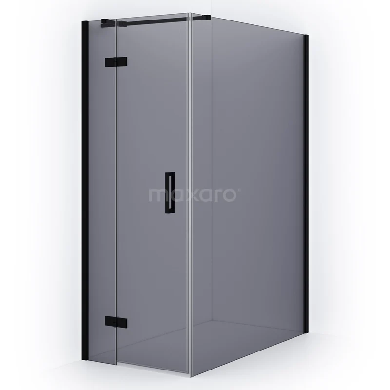 Diamond Shower enclosure | 140x80 cm Matte black Smoke glass Pivot door Rectangle CDB213514311MB