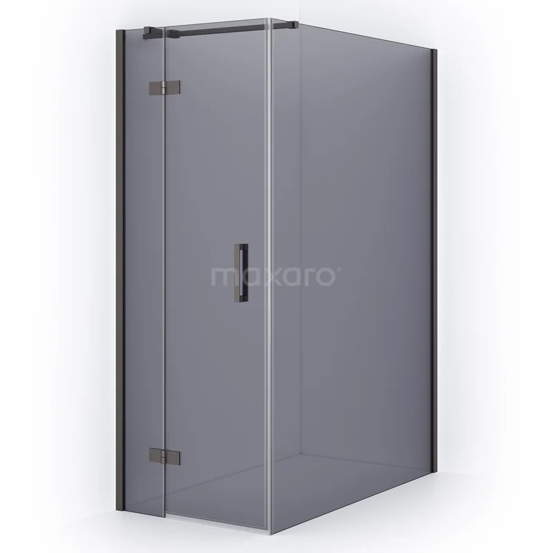 Diamond Shower enclosure | 140x80 cm Black metal Smoke glass Pivot door Rectangle CDB213514311ZMN