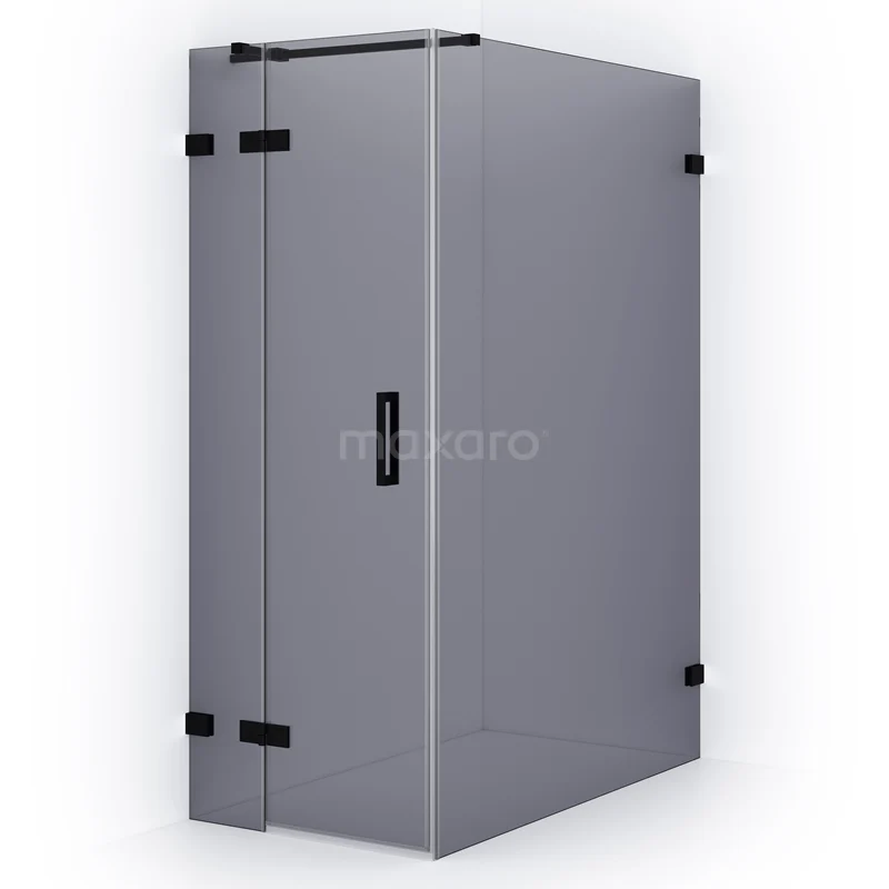 Diamond Shower enclosure | 140x80 cm Matte black Smoke glass Pivot door Rectangle CDB213514321MB