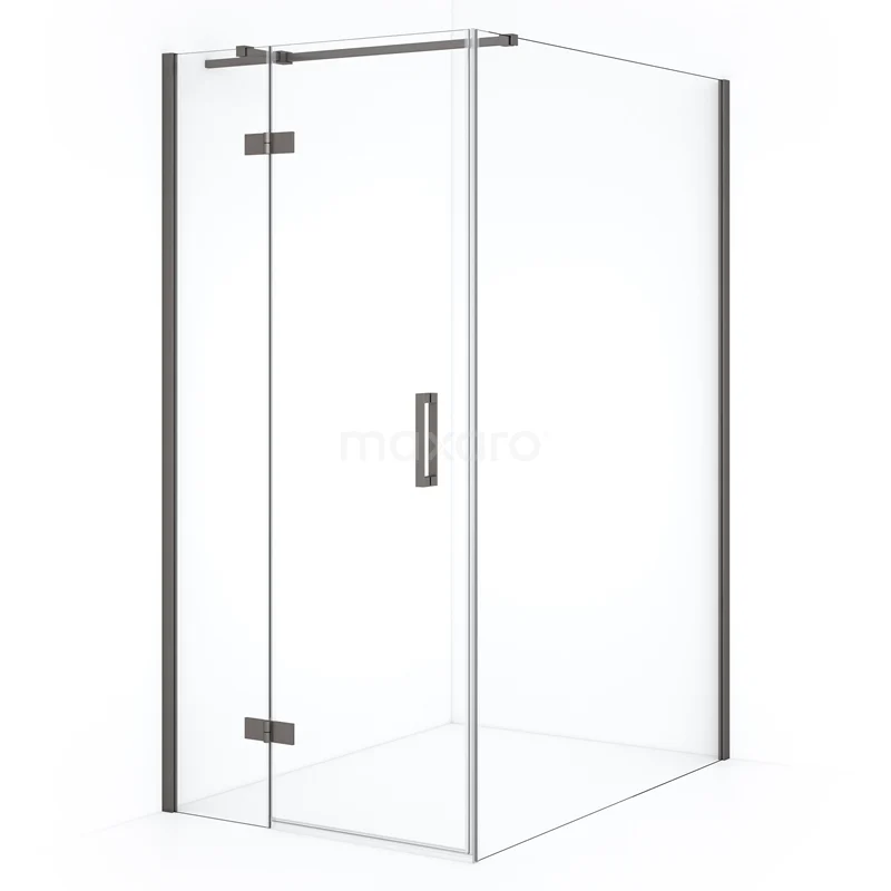 Diamond Shower enclosure | 140x100 cm Black metal Clear glass Pivot door Rectangle CDB214614310ZMN