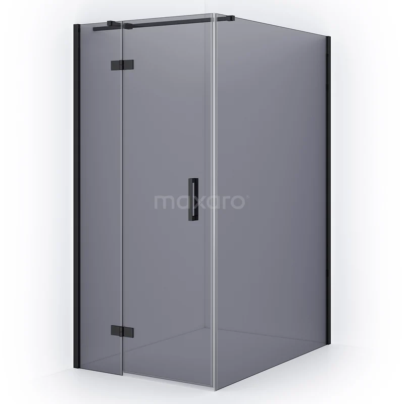 Diamond Shower enclosure | 140x100 cm Black chrome Smoke glass Pivot door Rectangle CDB214614311BCN