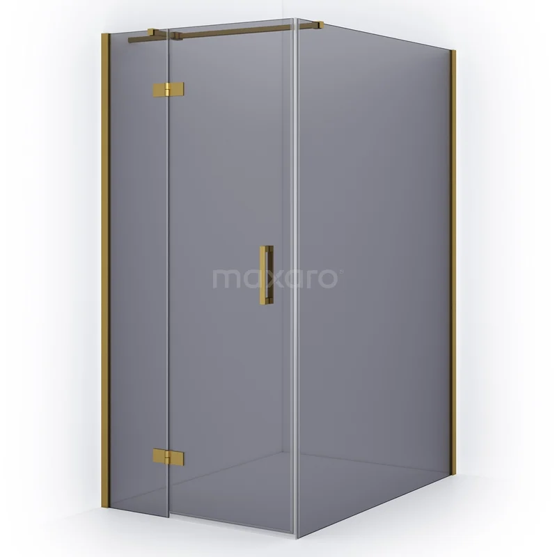 Diamond Shower enclosure | 140x100 cm Gold Smoke glass Pivot door Rectangle CDB214614311GGN