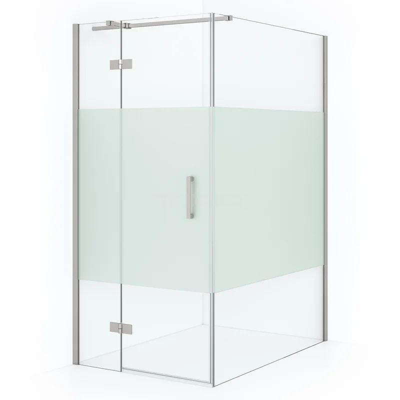 Duschkabine Diamond CDB214614313BR Glas Duschkabine mit mattem Teil, Eckmodell, klarem Sicherheitsglas und silbernen Profilen, ideal für ein modernes Badezimmer.