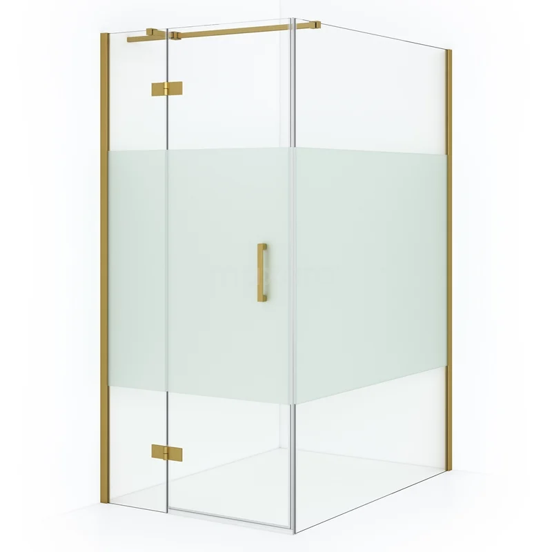 Diamant-Duschkabine CDB214614313GGN Goldfarbene Duschkabine mit mattem Glas, Eckmodell, klare Linien und modernem Erscheinungsbild für stilvolles Badezimmerdesign.