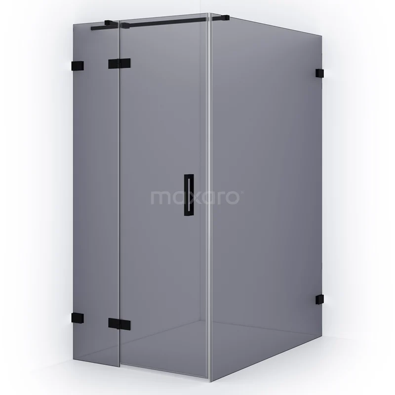 Duschkabine Diamond CDB214614321MB Eck-Duschkabine grau Glas mit schwarzen Scharnieren, modernes Design, ideal für moderne Bäder.