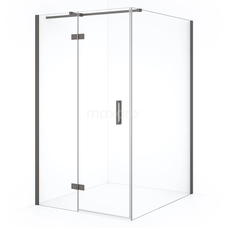 Diamond Shower enclosure | 140x120 cm Black metal Clear glass Pivot door Rectangle CDB216614310ZMN